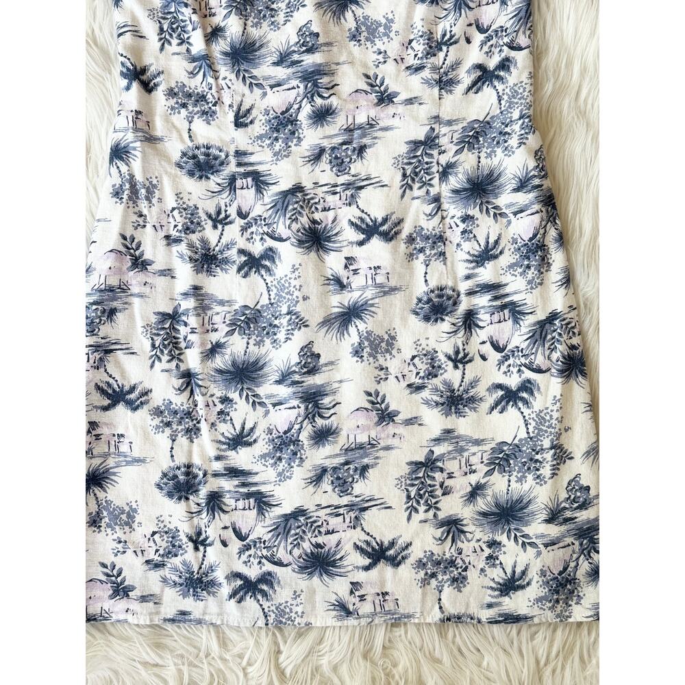 Abercrombie & Fitch Halter Mini Dress Linen Blend Tropical Toile Floral White - Picture 6 of 12